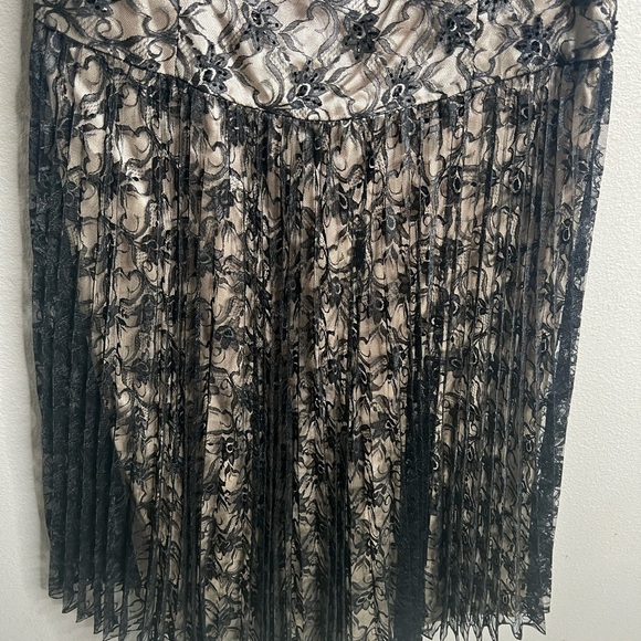 Vintage Drop Waist Pleated Lace Black & Cream Dress - Picture 10 of 16